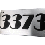 Stainless Steel Back, Raised Black Numbers Contemporary Address Sign