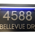Illuminated Sign - Black with Brushed Metal Lettering *Very Popular*