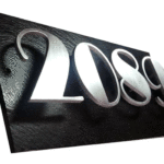 New - Black Slate - Raised Stainless Steel Letters - Contemporary Sign