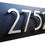 A–Black Slate – Spaced Stainless Steel Letters