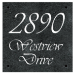 Engraved Stone Sign - Dark Slate White Lettering