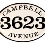 Classic Oval Cast Look Address Sign - Country White