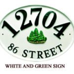 Classic Oval Cast Look Address Sign - White and Green