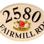 Classic Oval Cast Look Address Sign - Floral Emblem