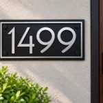 Matte Black Stainless Steel Address Sign with Silver Numbers