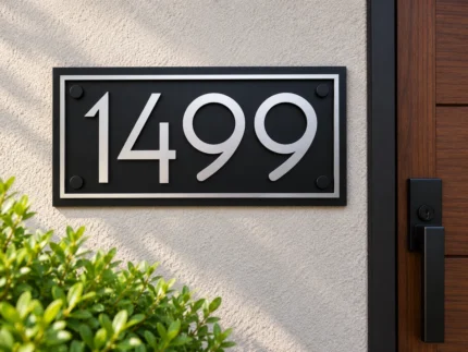 Matte Black Stainless Steel Address Sign with Silver Numbers