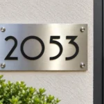 Rectangular Stainless Steel Address Sign with Raised Black Numbers