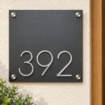 Square Matte Address Sign with Raised Silver Numbers