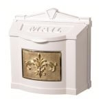 Wallmount Mailbox White With Polished Brass (Fleur de Lis Accents)