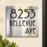 Square Stainless Steel House Number and Street Sign