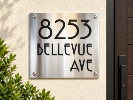 Square Stainless Steel House Number and Street Sign