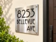 Square Stainless Steel House Number and Street Sign