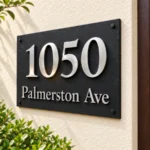 Black Slate Address Sign with Floating Silver Numbers