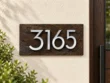 Brown Slate Address Sign with Floating Aluminium Numbers