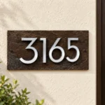 Brown Slate Address Sign with Floating Aluminium Numbers