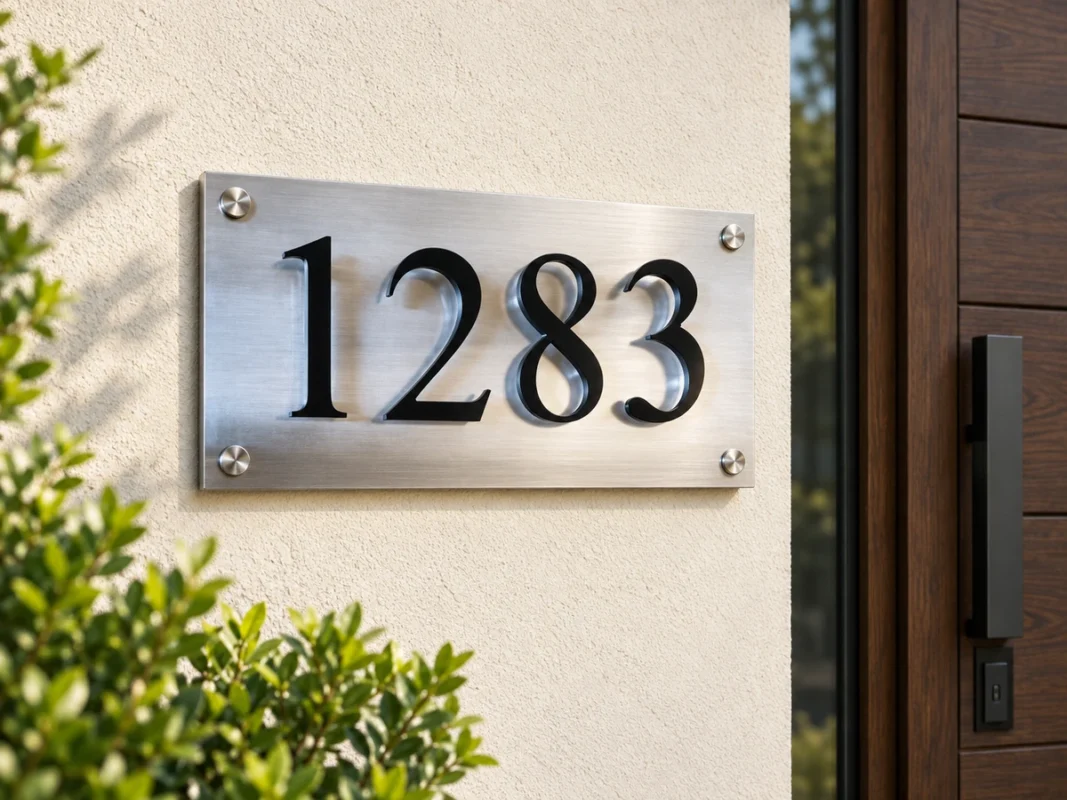 Stainless Steel Number Plaque with Floating Black Numbers