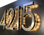 Stainless Steel Illuminated Numbers on Black
