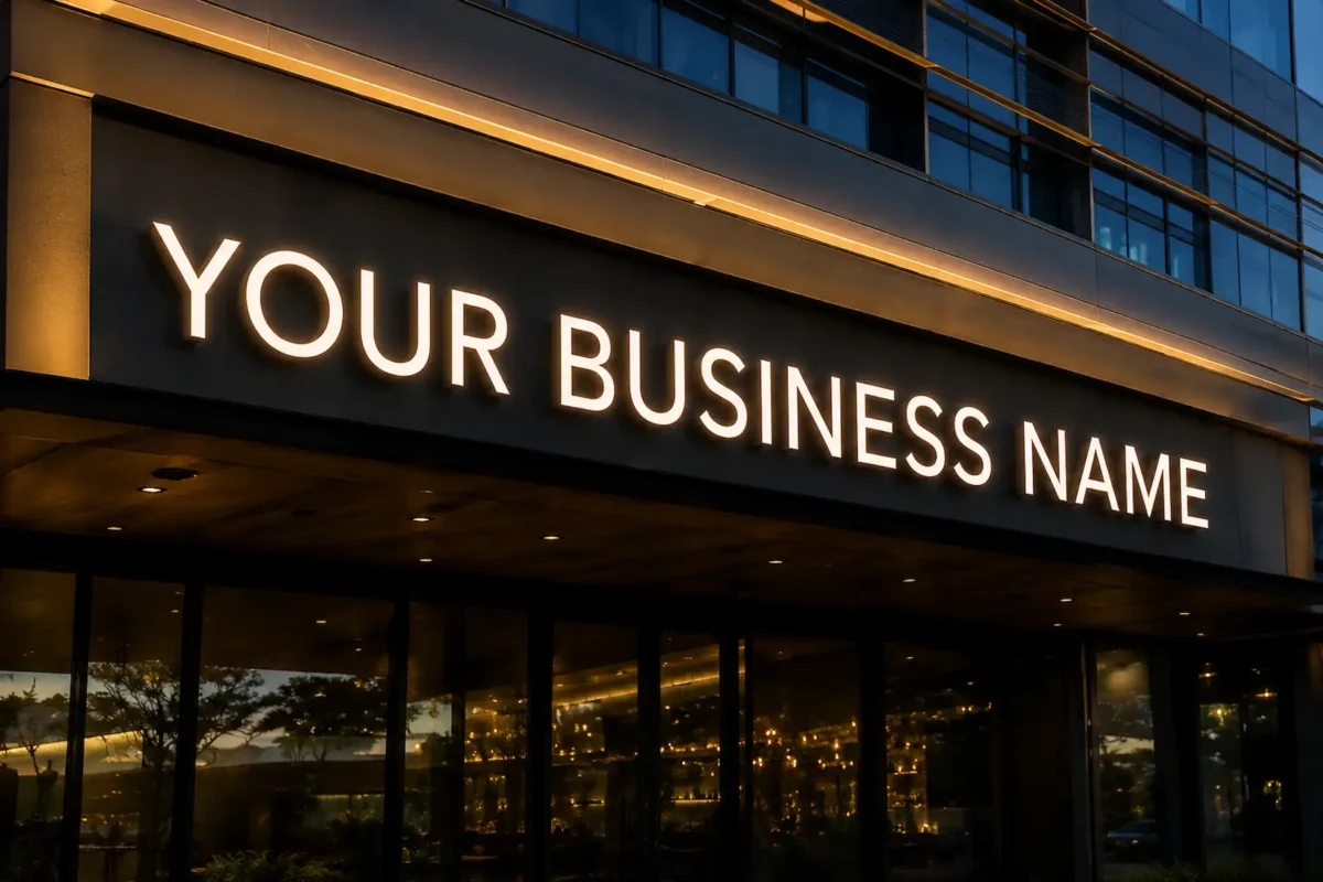 Commercial signage solutions including storefront signs, channel letters, office signage, and illuminated business signs in Metro Vancouver.
