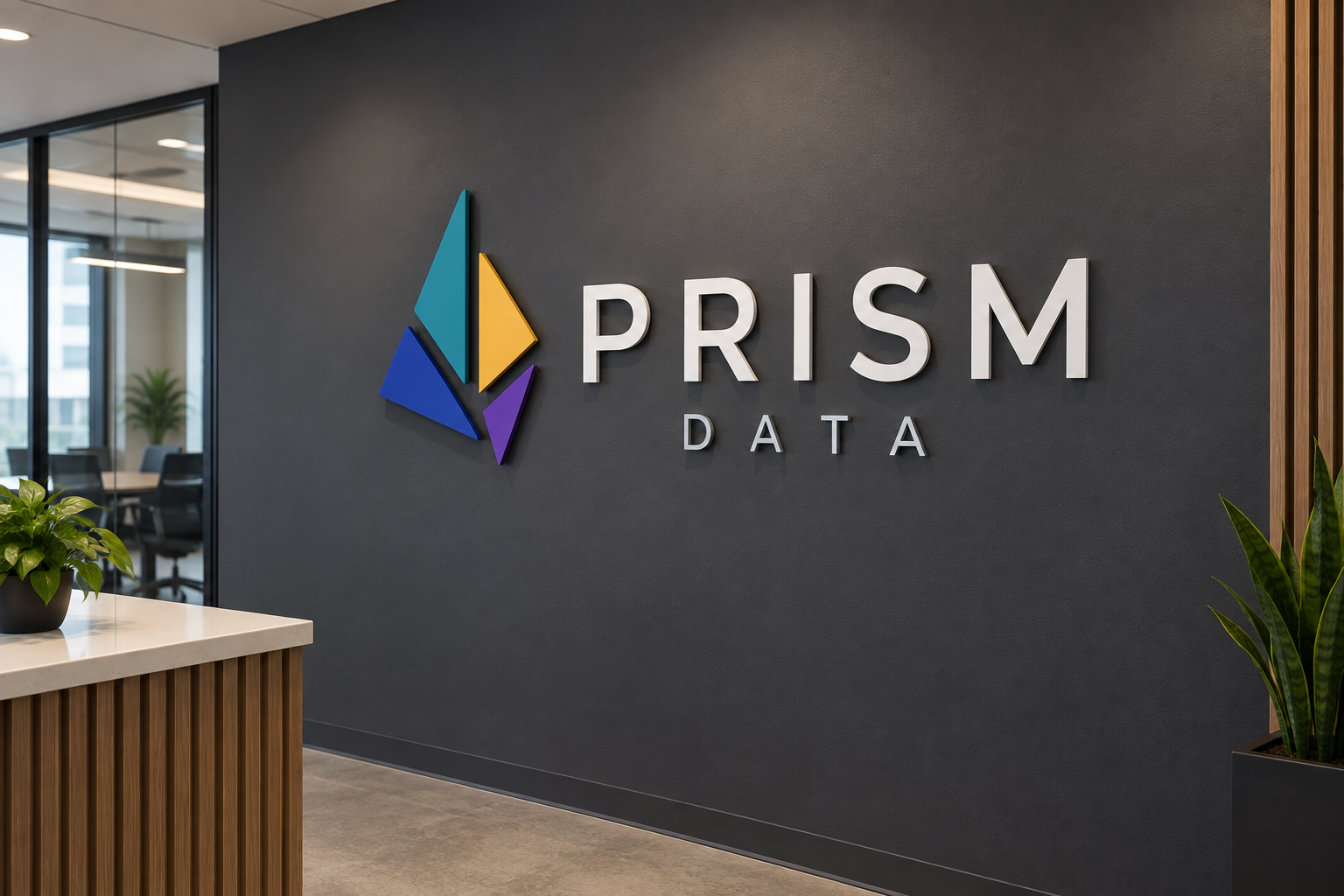 Original PRISM DATA flat-cut dimensional office logo concept