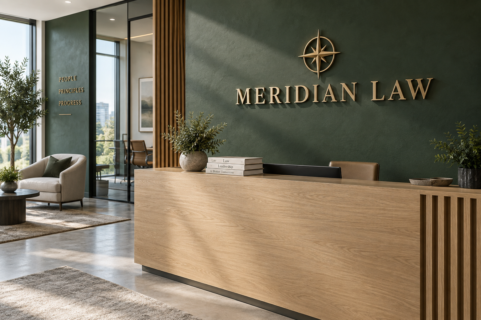 Original non-illuminated brushed brass dimensional reception sign concept